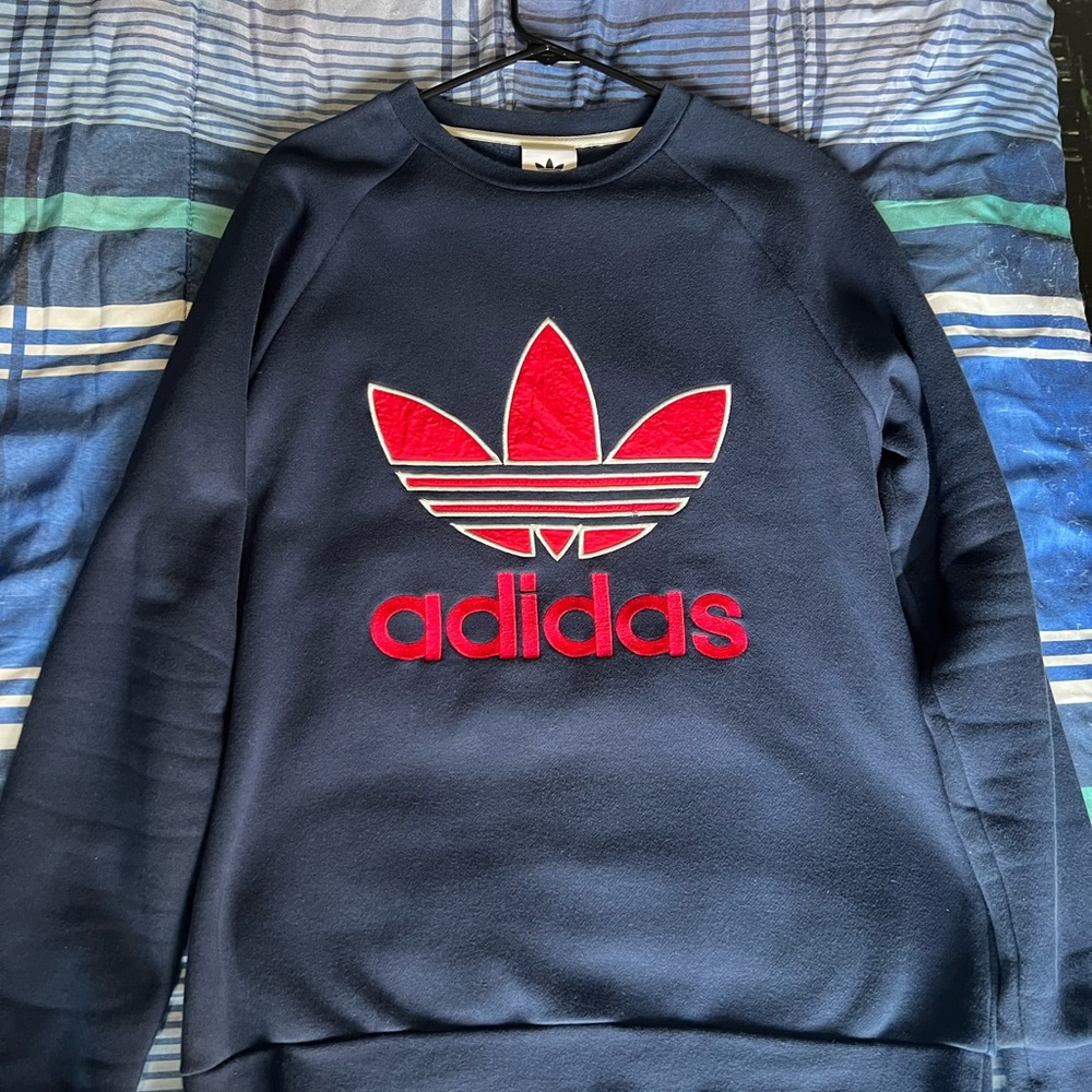 Adidas Men's Navy and Red Sweater